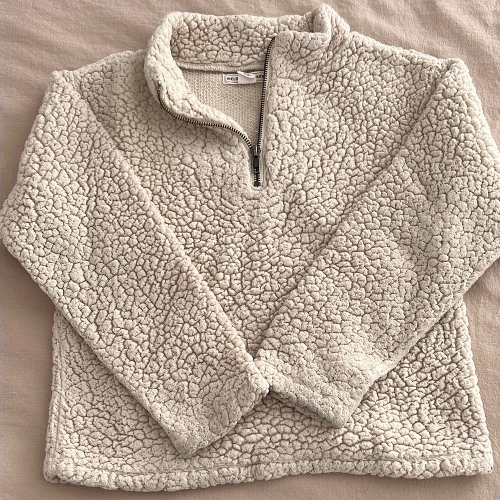 Cozy Cream Sherpa Quarter-Zip Pullover Jacket